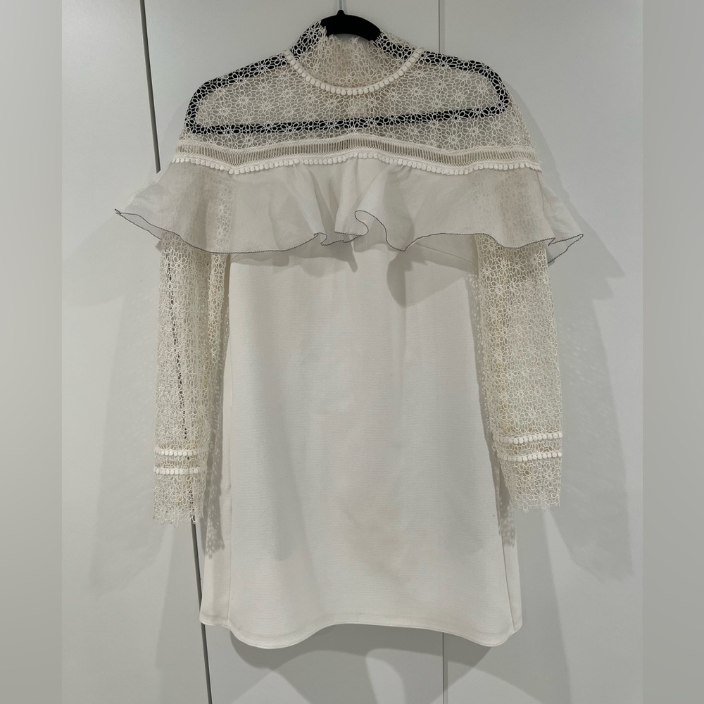 SELF PORTRAIT Military Cape White Dress
